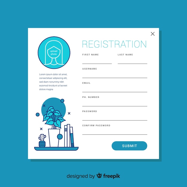 registration-form-template-with-flat-design-free-vector