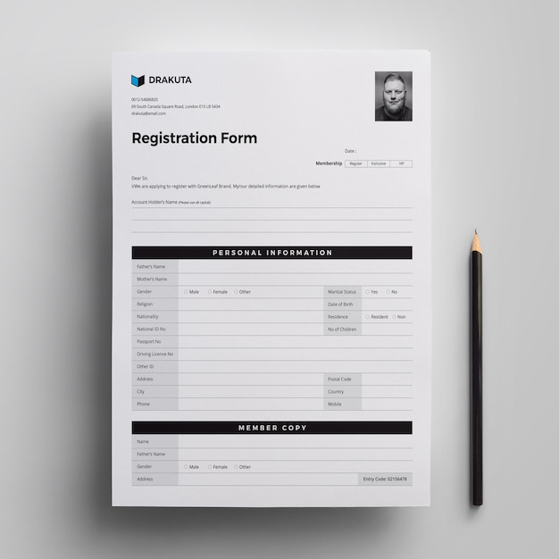 Premium Vector Modern Registration Form Template With