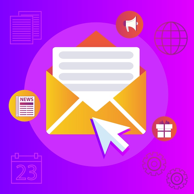 Regularly distributed news publication via e-mail with some topics of interest to its subscribers. Premium Vector