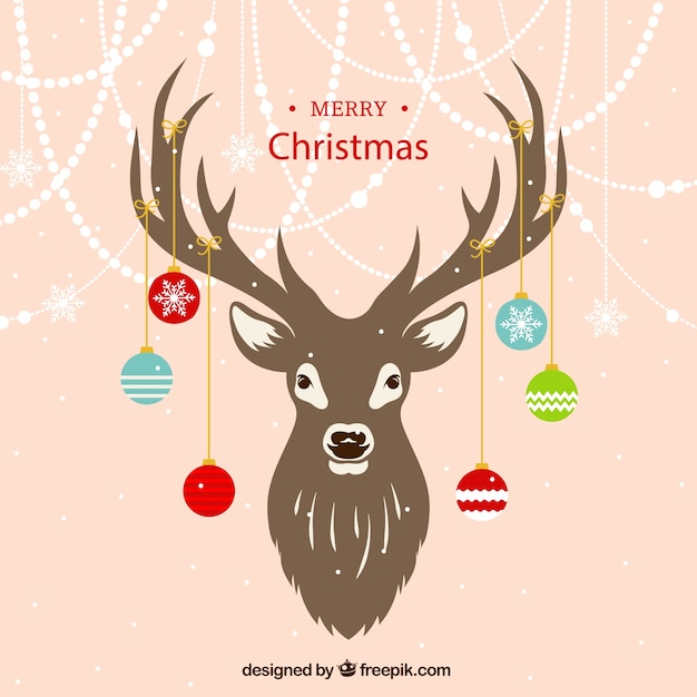 Free Vector | Reindeer background with ornaments