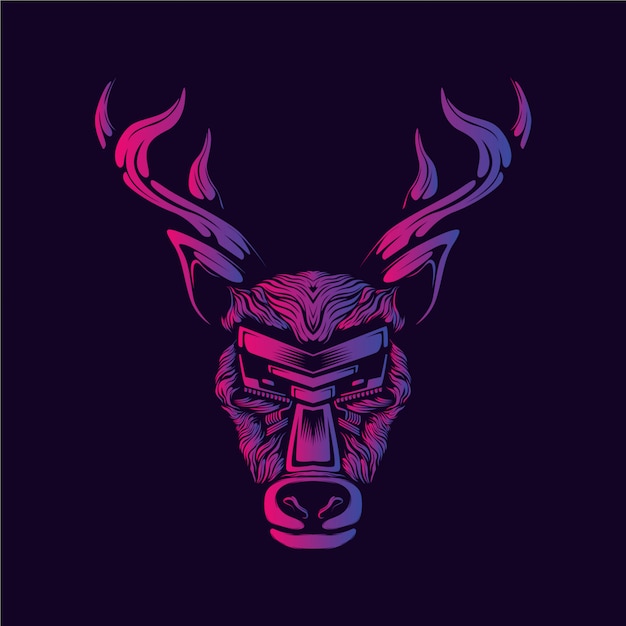 Premium Vector | Reindeer head decorative glow in the dark