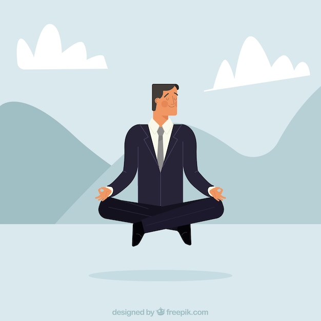 Relaxed businessman meditating
