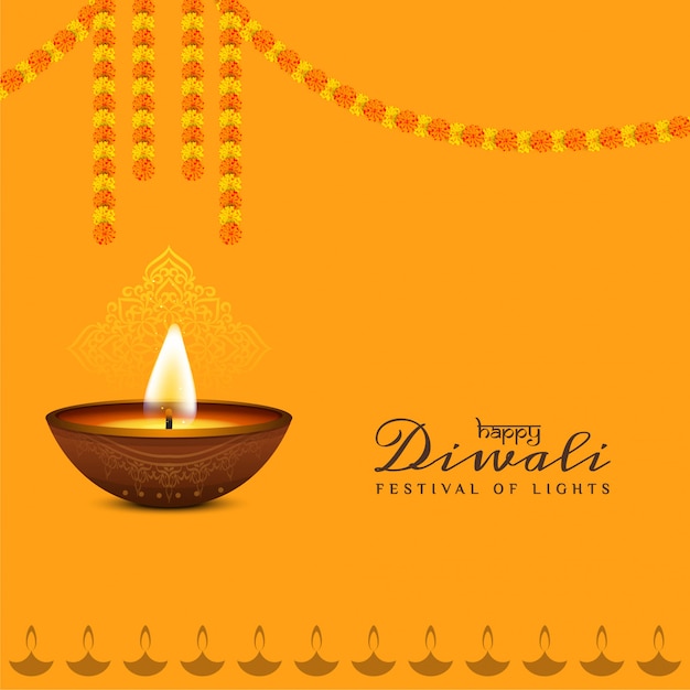 Free Vector | Religious happy diwali background design with garland