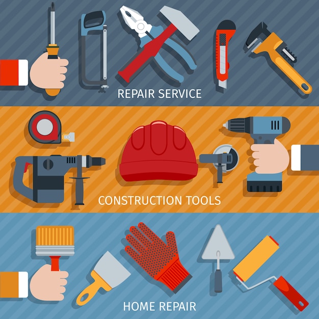 Repair tools banners Free Vector