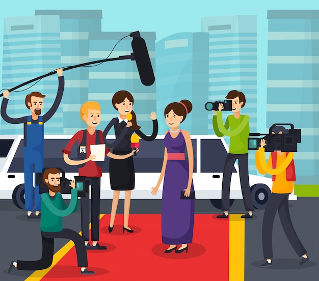 Download Free Vector | Reporters and celebrity orthogonal composition