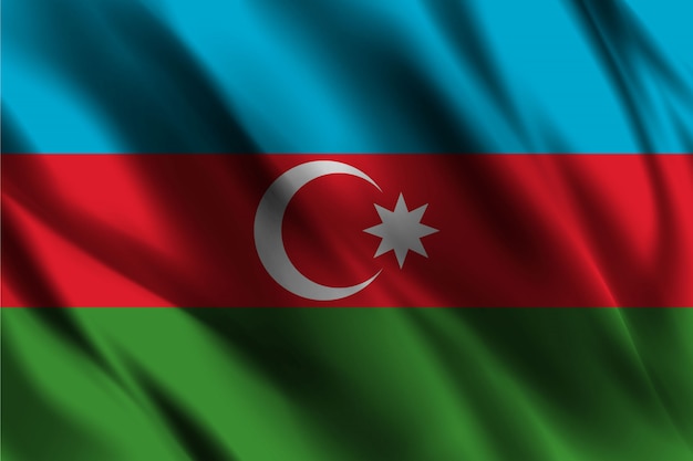 Premium Vector | Republic of azerbaijan flag floating silk background