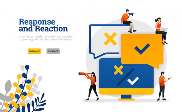 Response and reaction processing application from user comments for products vector illustration Premium Vector