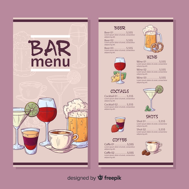 Free Vector | Restaurant bar menu template