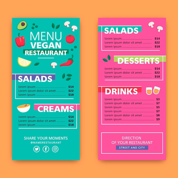 Free Vector | Restaurant colorful menu template