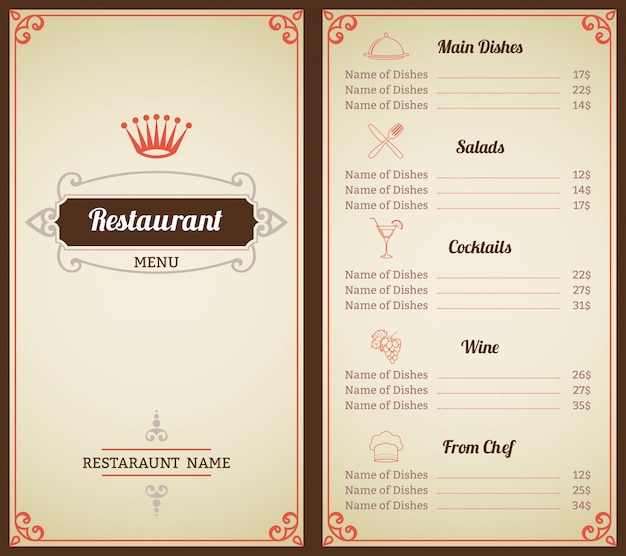 Premium Vector Restaurant elegant menu template Premium Vector Restaurant elegant menu template