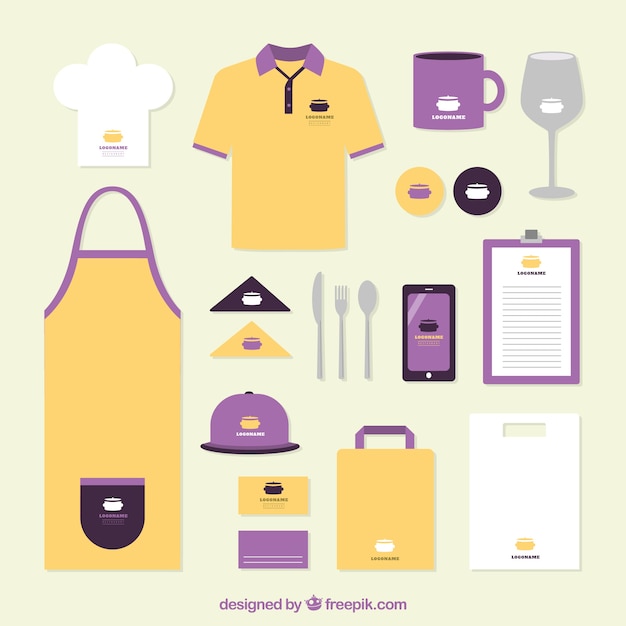 Download Restaurant identity in orange and purple Vector | Free ...