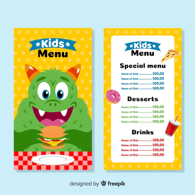 Restaurant Menu Templates For Kids