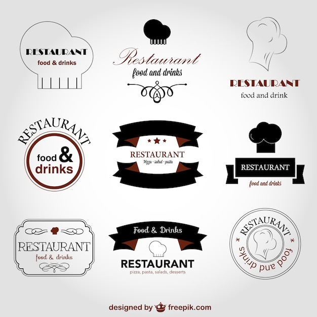 Download Free Restaurant Logo Collection With Chef Hats Free Vector Use our free logo maker to create a logo and build your brand. Put your logo on business cards, promotional products, or your website for brand visibility.