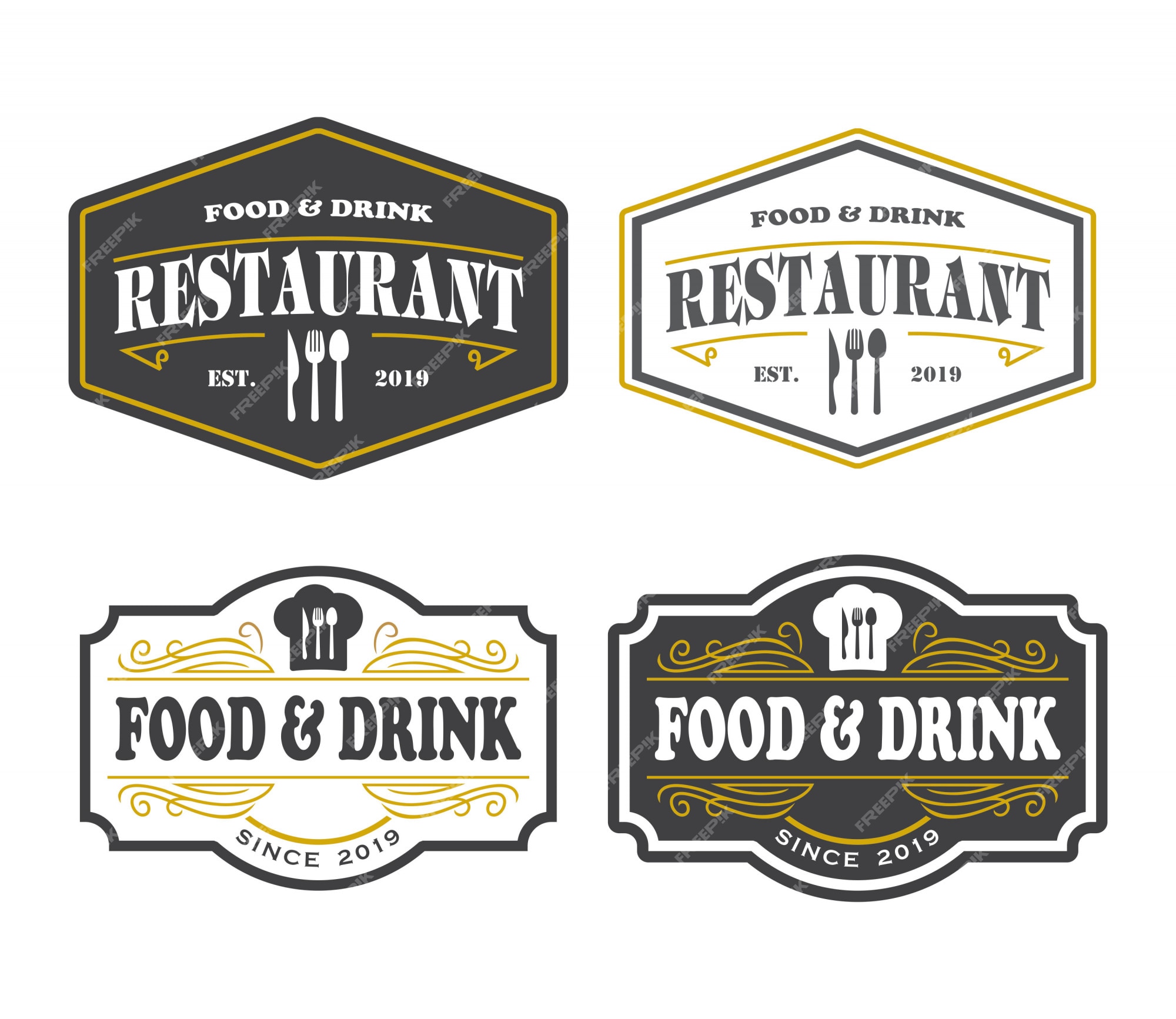 Premium Vector | Restaurant logo, elegant food and drink logo