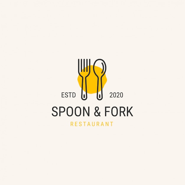 レストランのロゴ スプーンとフォークのロゴのコンセプト プレミアムベクター