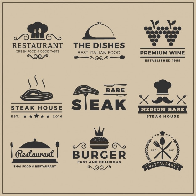 Download Free Restaurant Logo Templates Collection Free Vector Use our free logo maker to create a logo and build your brand. Put your logo on business cards, promotional products, or your website for brand visibility.