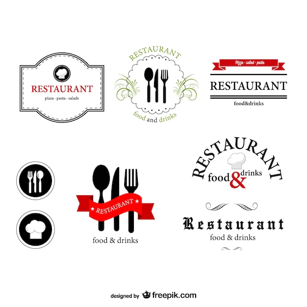 Download Free Download Free Restaurant Logos Set Vector Freepik Use our free logo maker to create a logo and build your brand. Put your logo on business cards, promotional products, or your website for brand visibility.