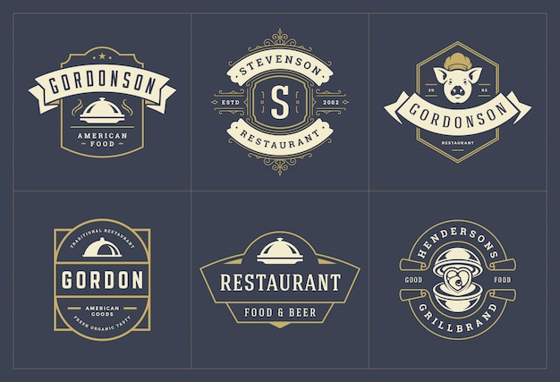 Download Free Restaurant Logos Templates Set Illustration Good For Menu Labels Use our free logo maker to create a logo and build your brand. Put your logo on business cards, promotional products, or your website for brand visibility.