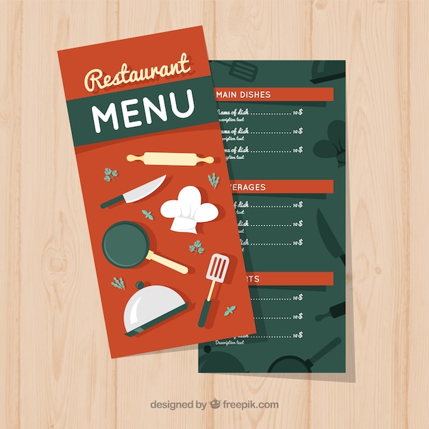 Free Vector | Restaurant menu, red color