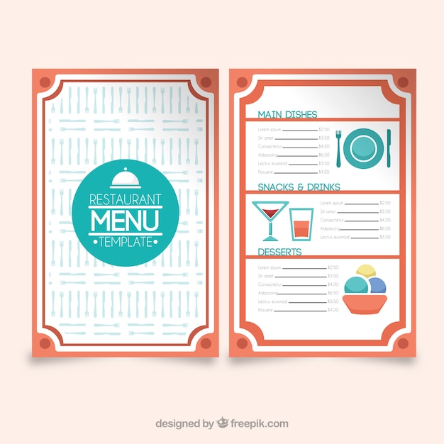 Restaurant menu, red frames | Free Vector