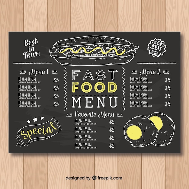 Free Vector | Restaurant menu template in blackboard style