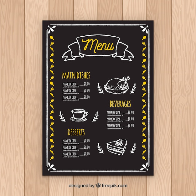 Free Vector | Restaurant menu template in blackboard style