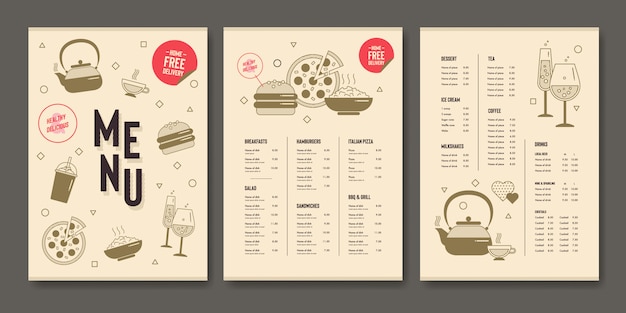 Restaurant menu template in flat design | Premium Vector