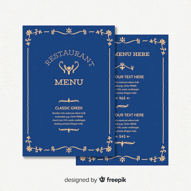 Download Restaurant menu template with elegant ornaments | Free Vector