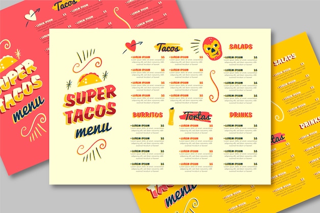 Restaurant menu template with tacos Vector | Free Download