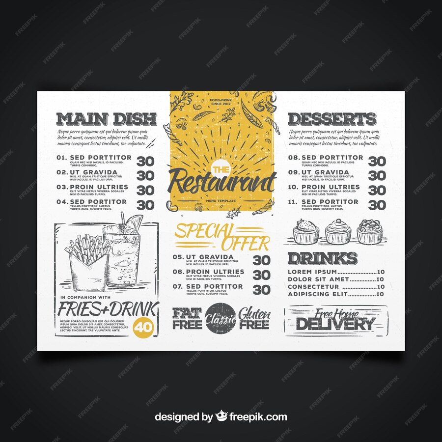 Free Vector | Restaurant menu template