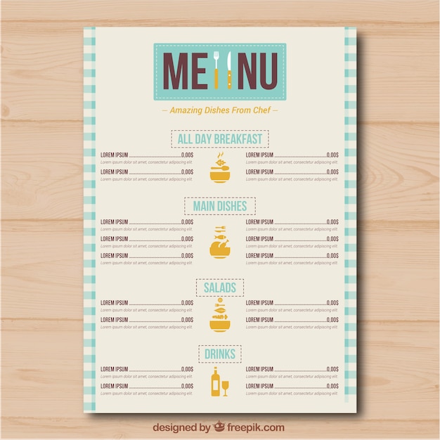 Restaurant menu with different categories Vector | Free Download