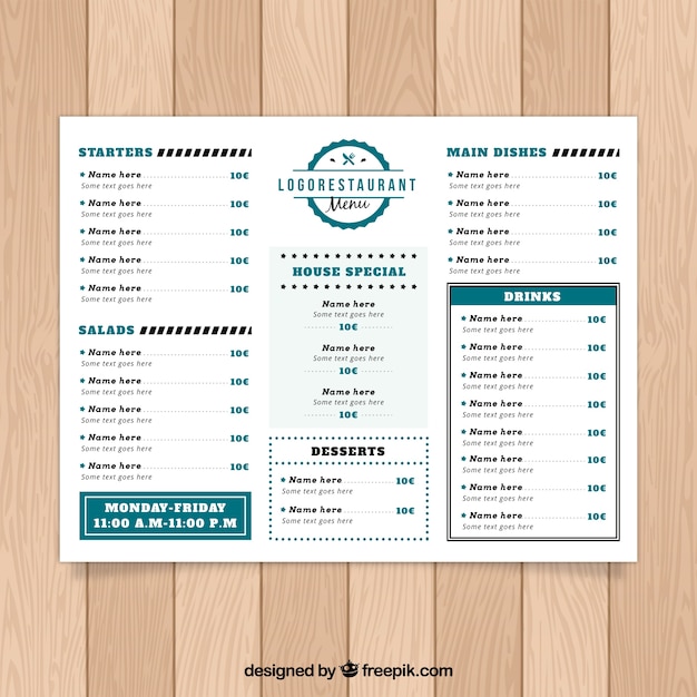 Free Vector | Restaurant menu with many sections