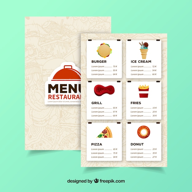 Free Vector | Restaurant menu with six sections