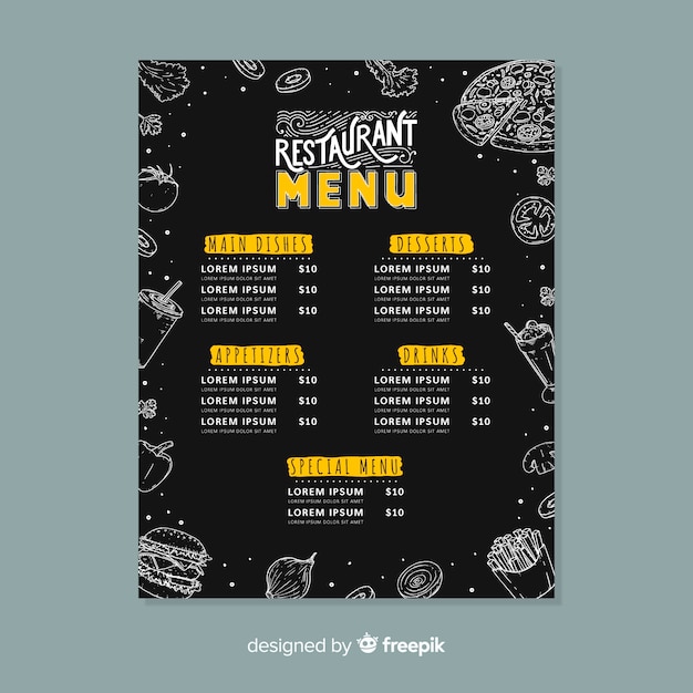 Free Vector | Restaurant menu with special offer