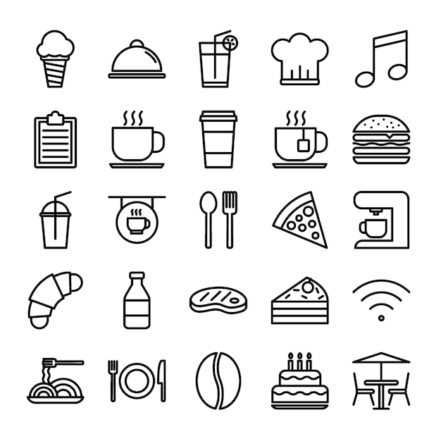 Premium Vector | Restaurant outline icon set