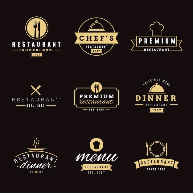 Download Free Restaurant Retro Logo Collection Free Vector Use our free logo maker to create a logo and build your brand. Put your logo on business cards, promotional products, or your website for brand visibility.