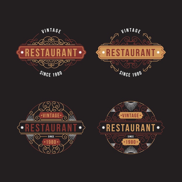 Restaurant Retro Logo Collection Vector | Free Download