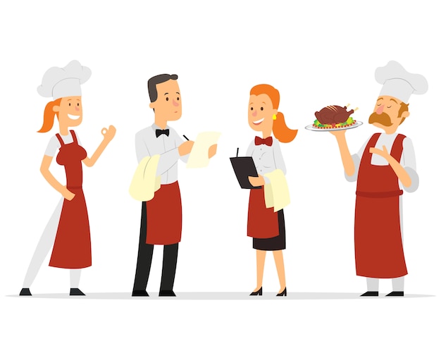 Premium Vector | Restaurant staff characters design.