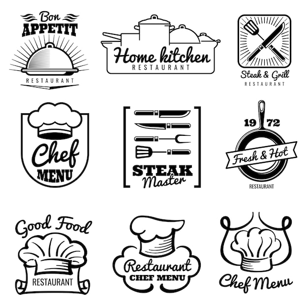 Download Free Restaurant Vector Vintage Logo Chef Retro Labels Cooking In Kitchen Emblems Premium Vector Use our free logo maker to create a logo and build your brand. Put your logo on business cards, promotional products, or your website for brand visibility.