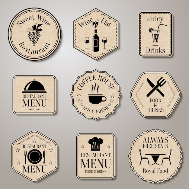 Download Free Download This Free Vector Restaurant Vintage Badges Use our free logo maker to create a logo and build your brand. Put your logo on business cards, promotional products, or your website for brand visibility.
