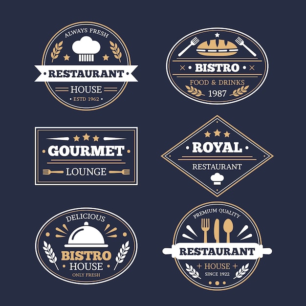 Free Vector Restaurant Vintage Logo Set