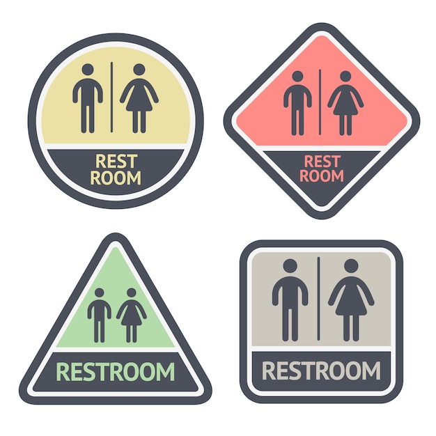 Premium Vector | Restroom flat symbols set