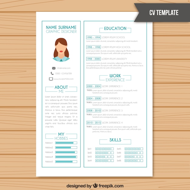 resume template in white color with light blue details vector