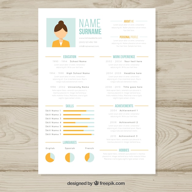 Resume template with graphs Free Vector Resume template with graphs Free Vector