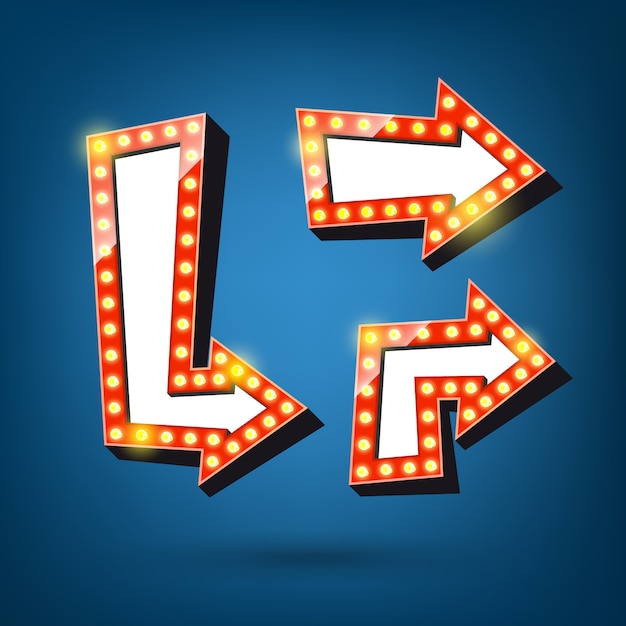 Retro arrow light frames. arrow labels. Premium Vector