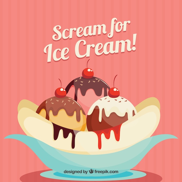 Retro background of delicious dessert with ice\
cream