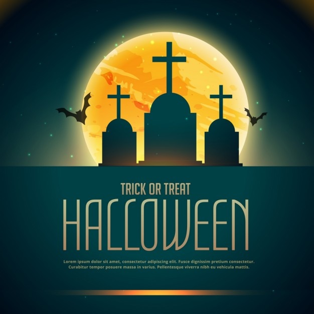 Retro background template with a cemetery for\
halloween