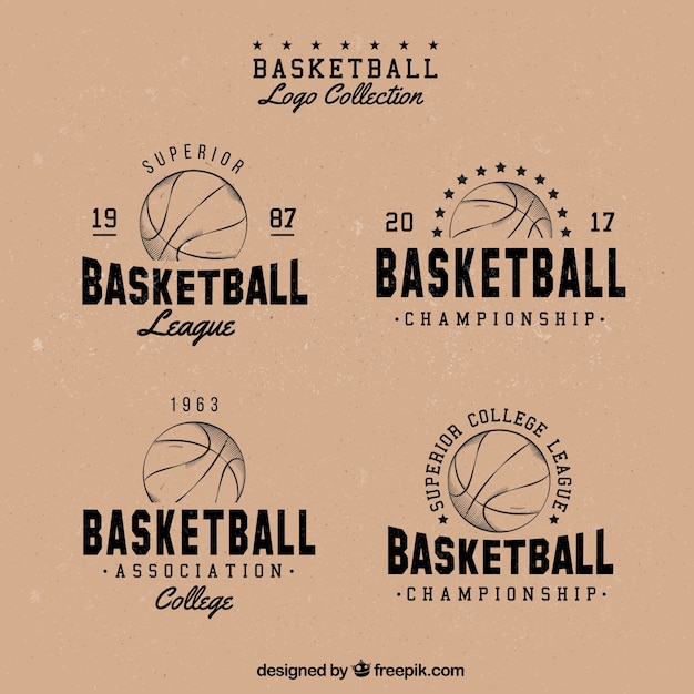 Retro basketball logo collection
