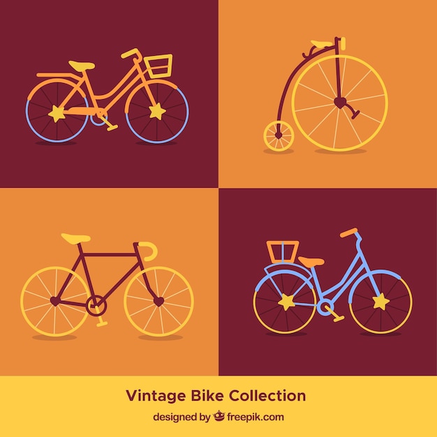 Retro bicycle pack in flat design