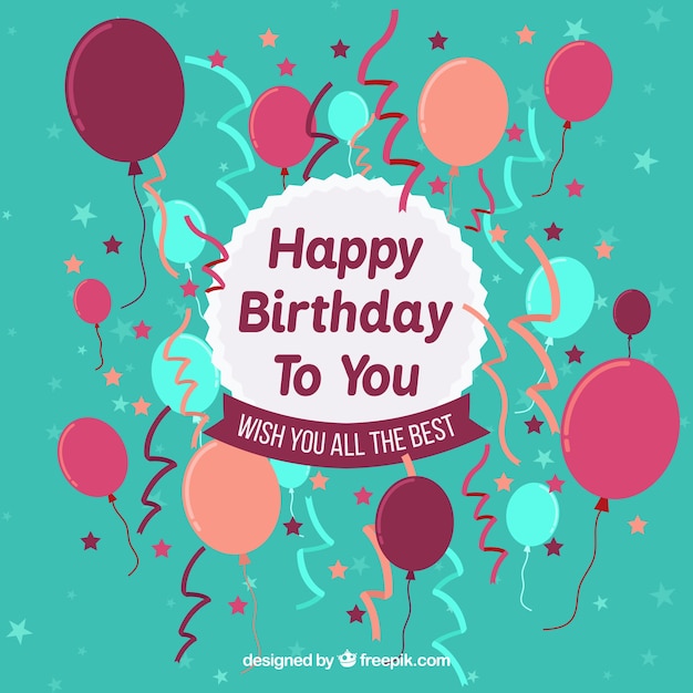 Free Vector | Retro birthday background with balloons and confetti